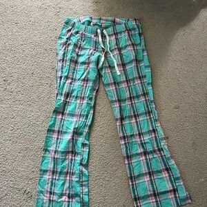 Old Navy Women's Plaid Pajama Bottoms - Turquoise and Pink